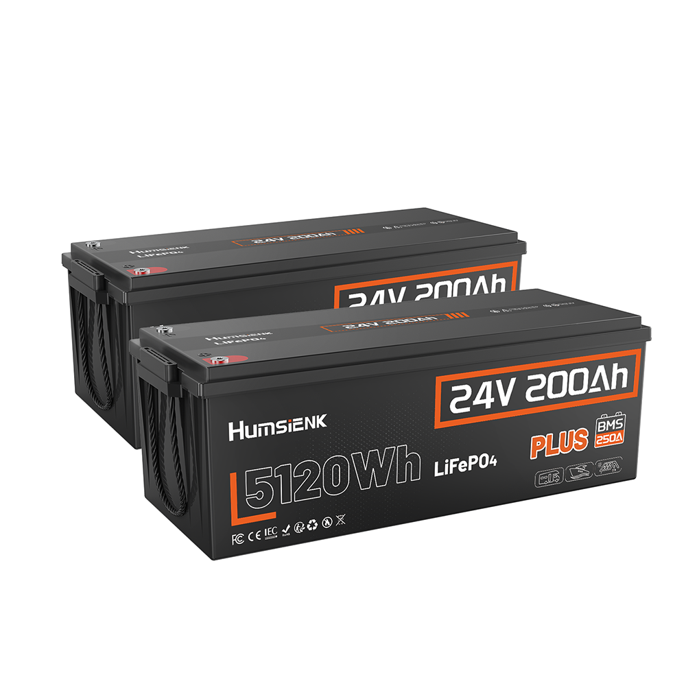 Humsienk 24V 200Ah Plus 5120Wh LiFePO4バッテリー（RVおよび船舶用