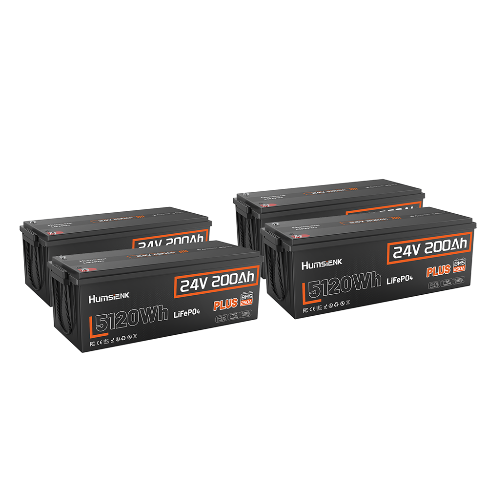 Humsienk 24V 200Ah Plus 5120Wh LiFePO4バッテリー（RVおよび船舶用