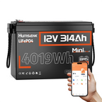 Humsienk 12V 314Ah Bluetooth リチウム鉄リン酸バッテリー 4kWh。太陽光発電、RV、船舶用途に適しています。