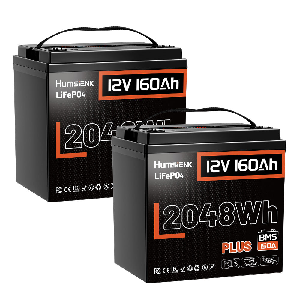Humsienk 12V 160Ah Plus リン酸鉄リチウムイオンバッテリー 150A 低温保護機能付き BMS 搭載｜有効容量 2048Wh キャンピングカー・船舶向け