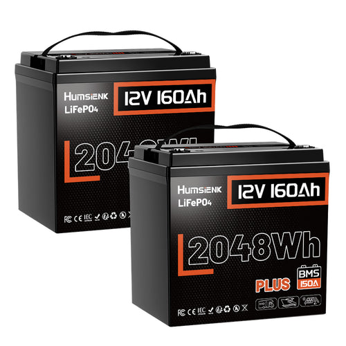 Humsienk 12V 160Ah Plus リン酸鉄リチウムイオンバッテリー 150A 低温保護機能付き BMS 搭載｜有効容量 2048Wh キャンピングカー・船舶向け
