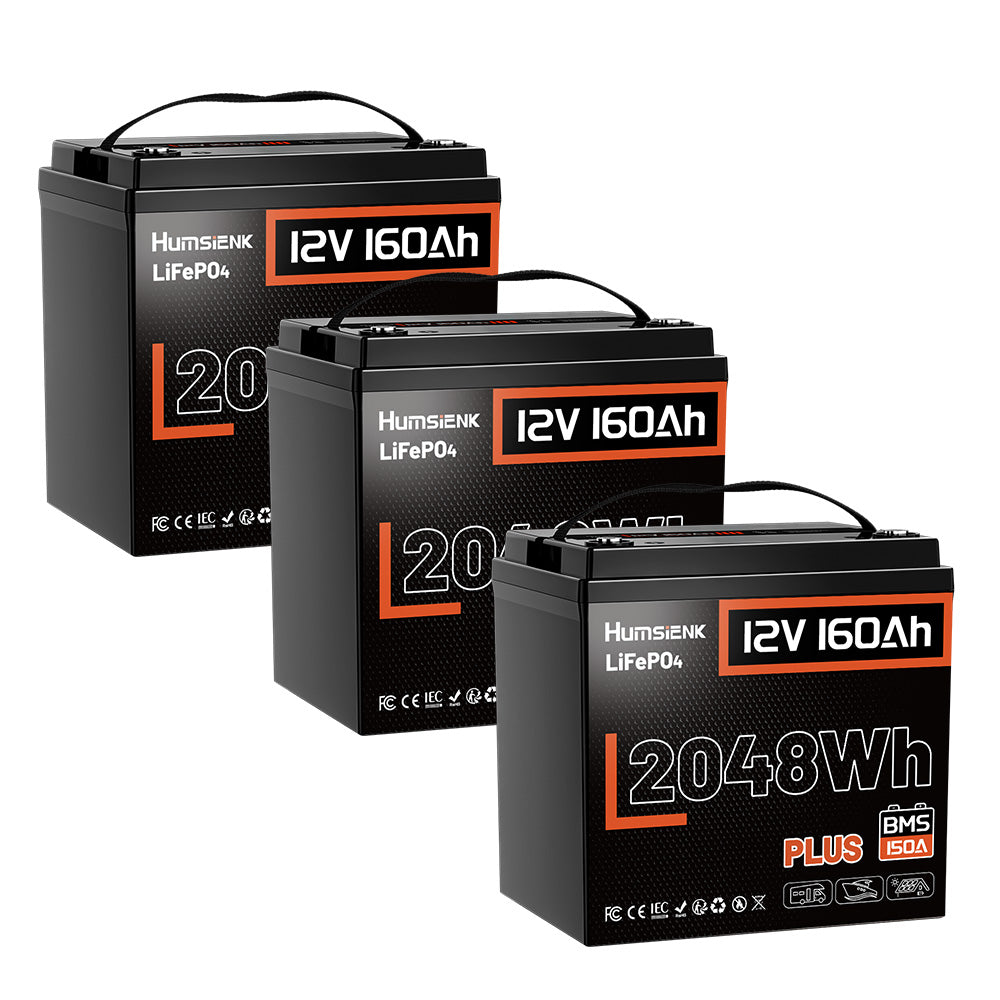 Humsienk 12V 160Ah Plus リン酸鉄リチウムイオンバッテリー 150A 低温保護機能付き BMS 搭載｜有効容量 2048Wh キャンピングカー・船舶向け