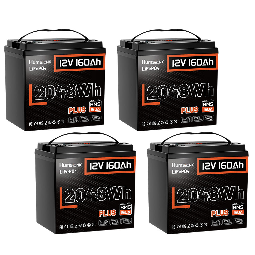 Humsienk 12V 160Ah Plus リン酸鉄リチウムイオンバッテリー 150A 低温保護機能付き BMS 搭載｜有効容量 2048Wh キャンピングカー・船舶向け
