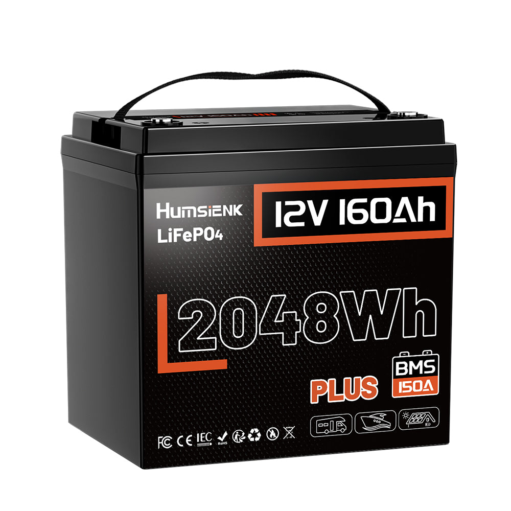 Humsienk 12V 160Ah Plus リン酸鉄リチウムイオンバッテリー 150A 低温保護機能付き BMS 搭載｜有効容量 2048Wh キャンピングカー・船舶向け