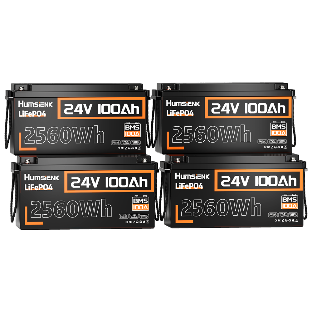 Humsienk 24V 100Ah リン酸鉄リチウム電池 2.56kWh、RV/ボートに適しています。
