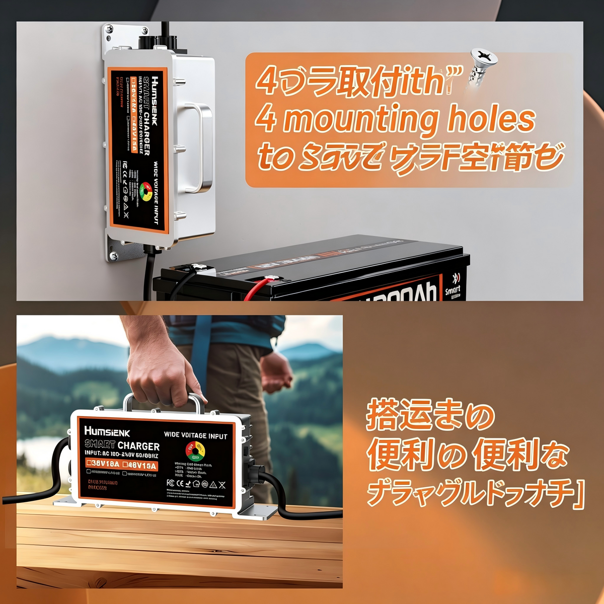 Humsienk 48V 15A リン酸鉄リチウムバッテリー充電器