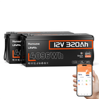 【地震備え 非常電源】Humsienk 12V 320Ah Bluetooth リン酸鉄リチウム バッテリー、容量 4.09kWh、250A BMS 保護、RV 生活やオフグリッド環境に適しています。