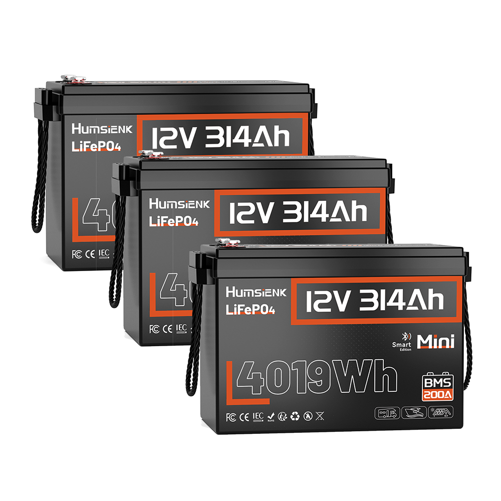 Humsienk 12V 314Ah Bluetooth リチウム鉄リン酸バッテリー 4kWh。太陽光発電、RV、船舶用途に適しています。