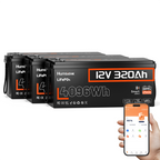 【地震備え 非常電源】Humsienk 12V 320Ah Bluetooth リン酸鉄リチウム バッテリー、容量 4.09kWh、250A BMS 保護、RV 生活やオフグリッド環境に適しています。