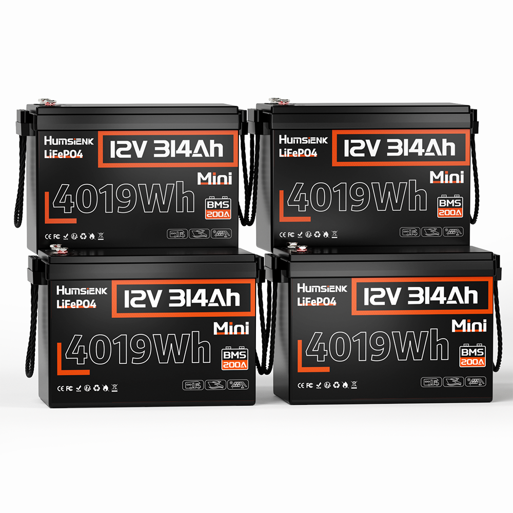 Humsienk 12V 314Ah リン酸鉄リチウム電池、超コンパクト設計、エネルギー容量 4.01kWh。