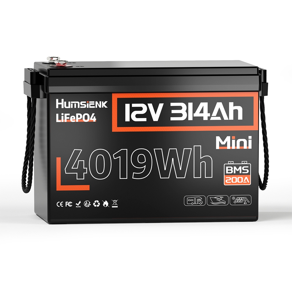 Humsienk 12V 314Ah リン酸鉄リチウム電池、超コンパクト設計、エネルギー容量 4.01kWh。