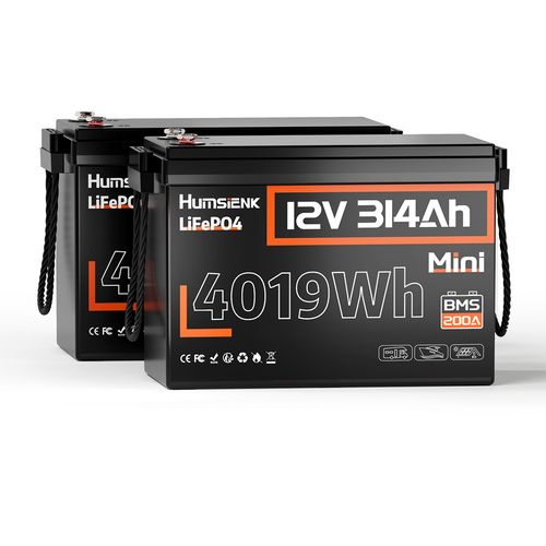 Humsienk 12V 314Ah リン酸鉄リチウム電池、超コンパクト設計、エネルギー容量 4.01kWh。