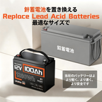 Humsienk 12V 100Ah グループ 24 鉛蓄電池代替 Bluetooth 搭載 リン酸鉄リチウムイオンバッテリー 1.28kWh キャンピングカー・ボート用