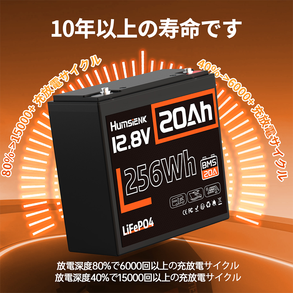 Humsienk 12V 20Ah リン酸鉄リチウム電池