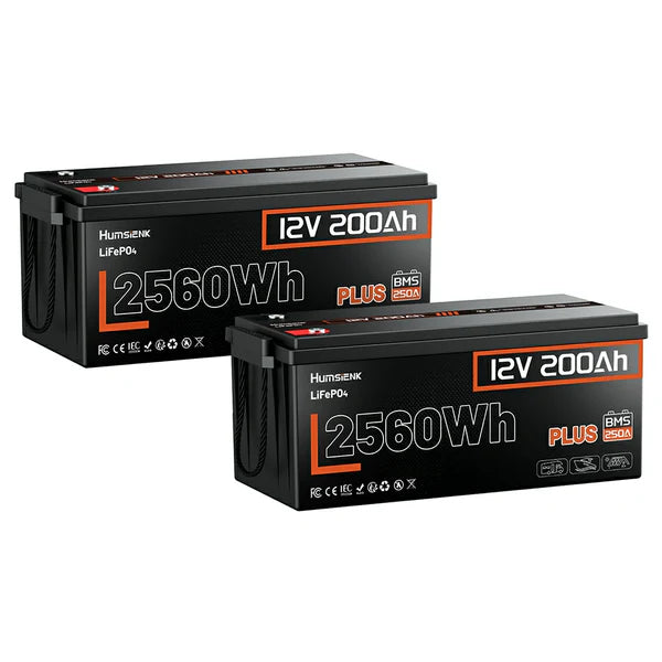 Humsienk 12V 200Ah  LiFePO4バッテリー 2.56kWh バンライフ＆オフグリッド向け