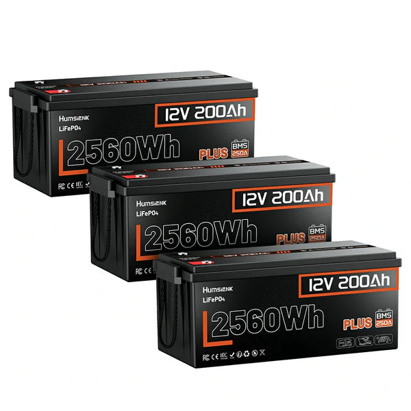 Humsienk 12V 200Ah  LiFePO4バッテリー 2.56kWh バンライフ＆オフグリッド向け